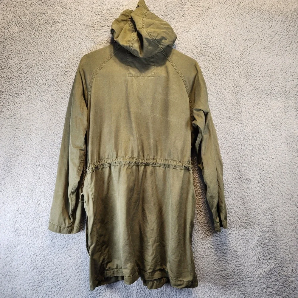 American Eagle Jacket Womens Small‎ Hooded Green Pockets Full Zip Snaps Utility